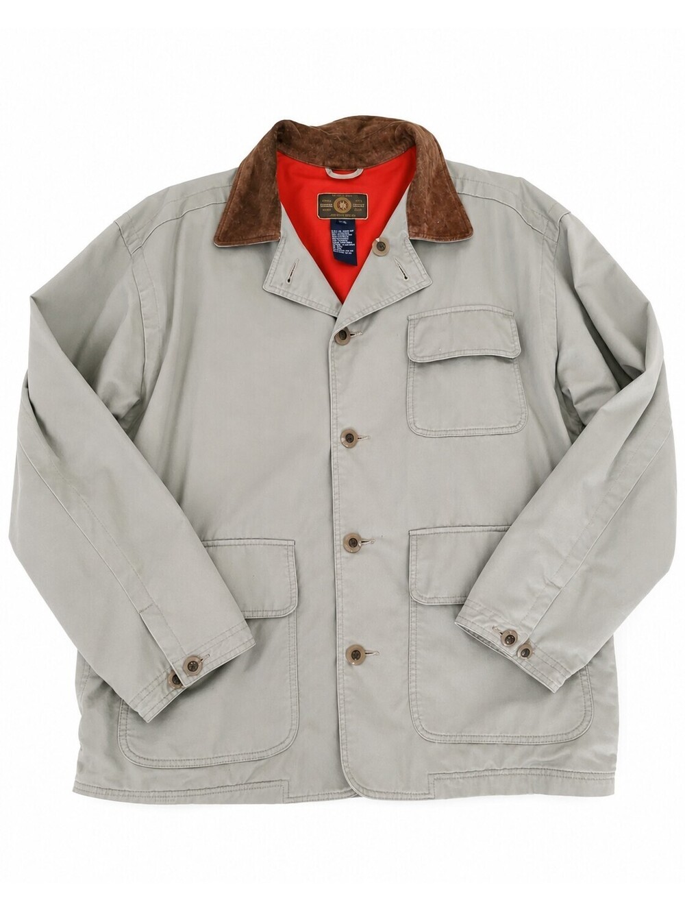 VTG Gap "Without Peer" Jacket Men Lg Suede Collar Canvas Barn Chore Coat  Lined